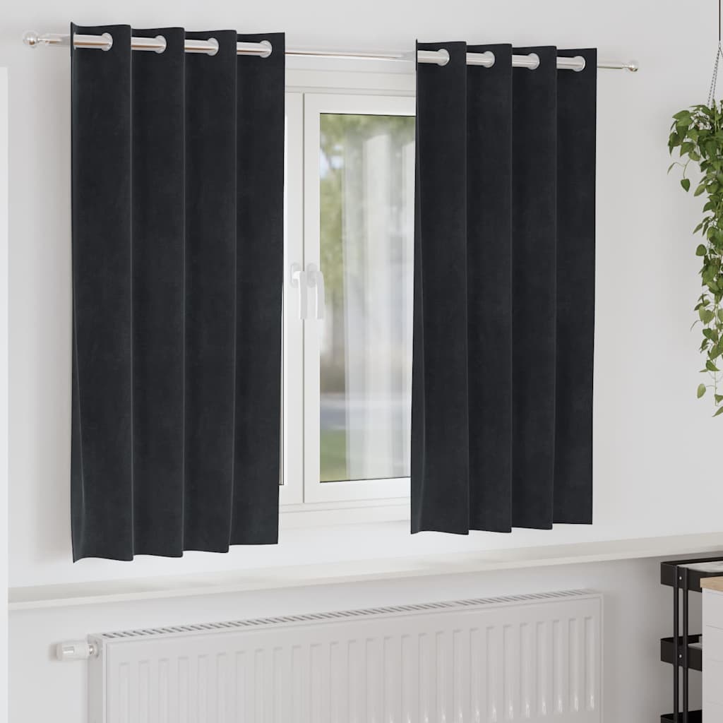 Tende oscuranti 2 pcs Nero 140 x 175 cm Velluto | homemem39