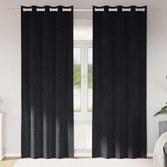 Tende oscuranti 2 pcs Nero 140 x 225 cm Velluto | homemem39