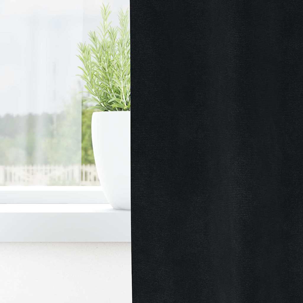 Tende oscuranti 2 pcs Nero 140 x 245 cm Velluto | homemem39