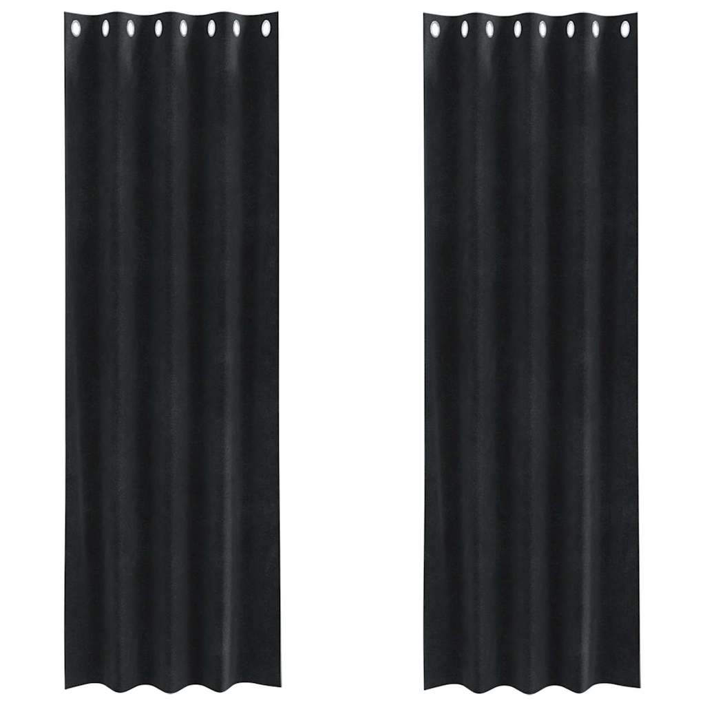 Tende oscuranti 2 pcs Nero 140 x 245 cm Velluto | homemem39