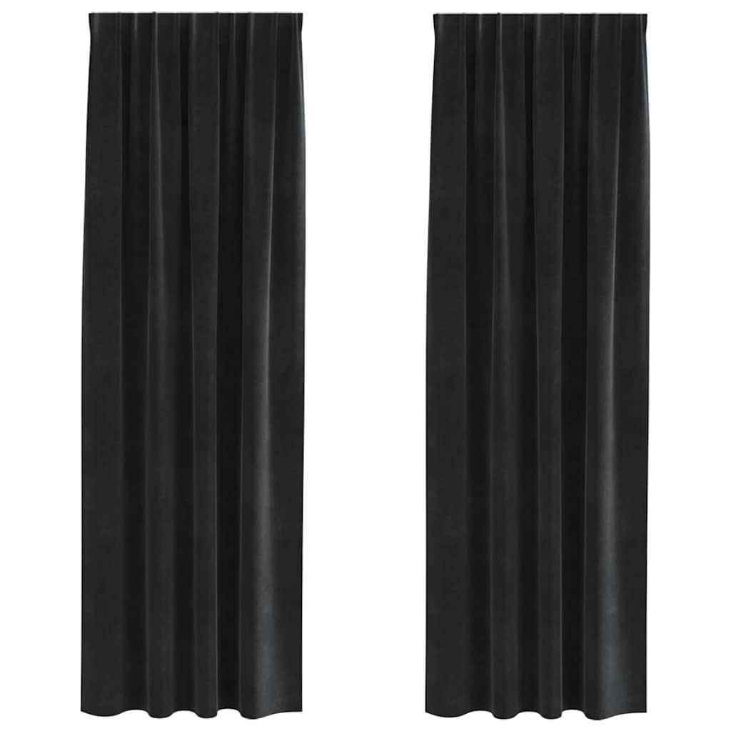 Tende oscuranti 2 pcs Nero 140 x 260 cm Velluto | homemem39