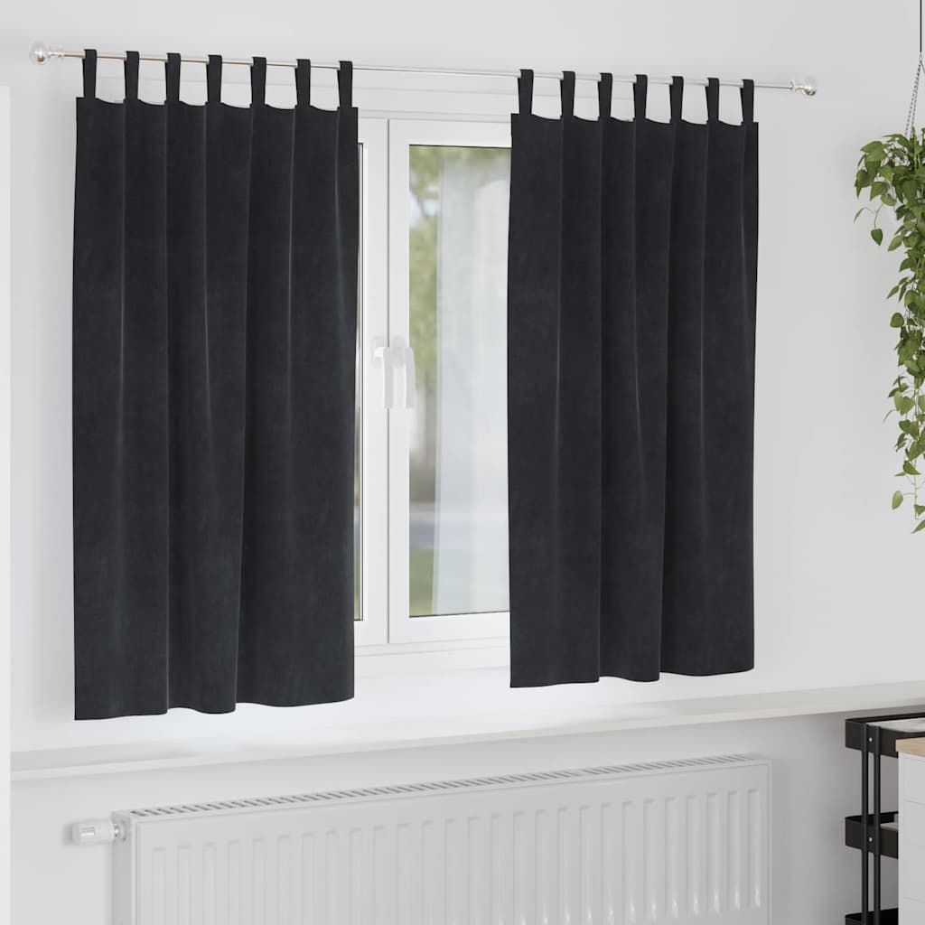 Tende oscuranti 2 pcs Nero 140 x 175 cm Velluto | homemem39