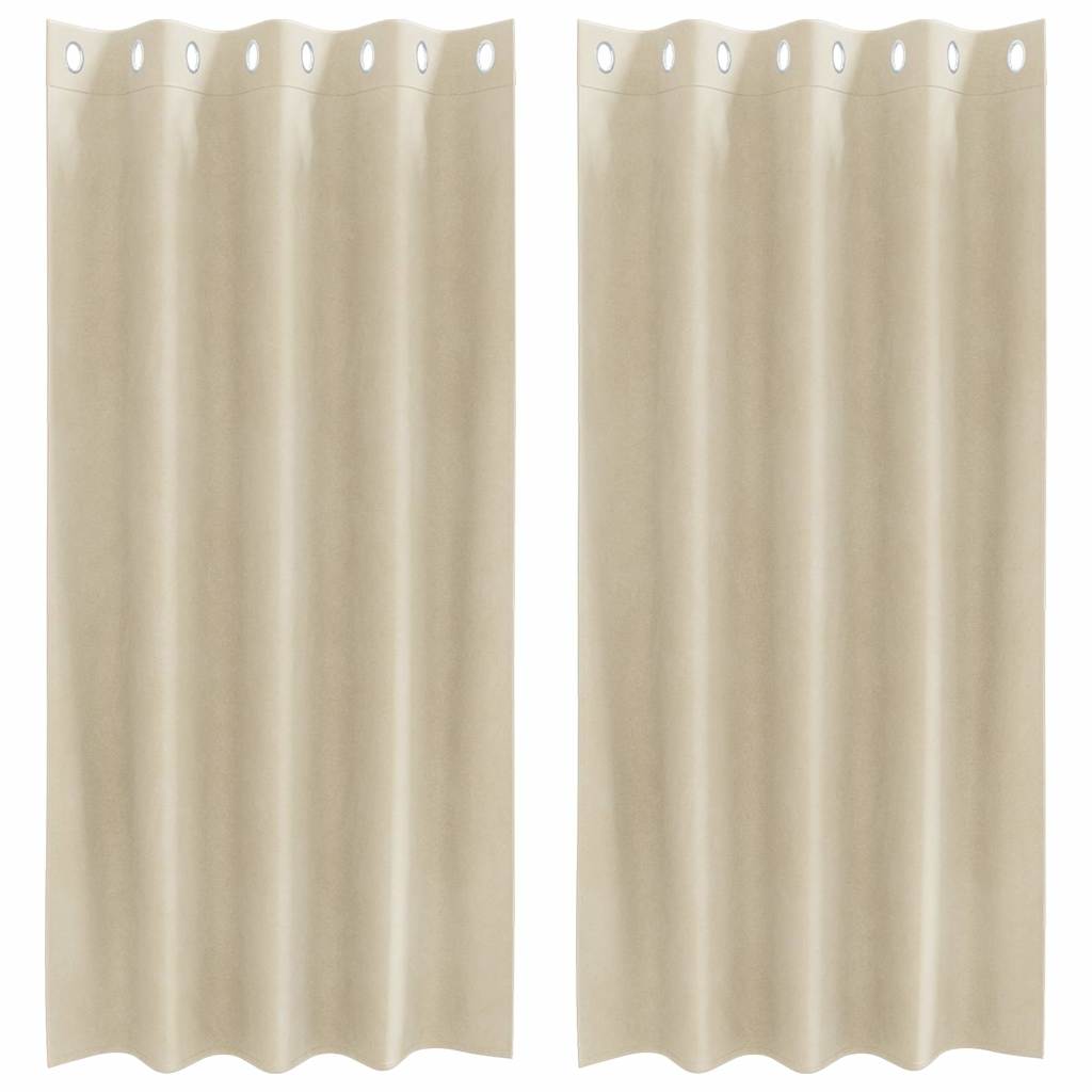Tende oscuranti 2 pcs Crema 140 x 175 cm Velluto | homemem39
