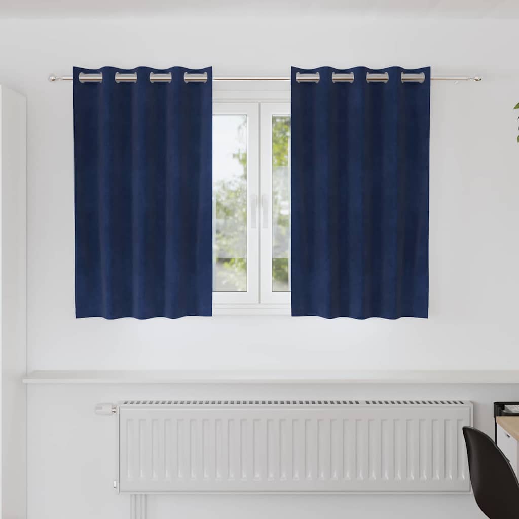 Tende oscuranti 2 pcs Blu Scuro 140 x 140 cm Velluto | homemem39