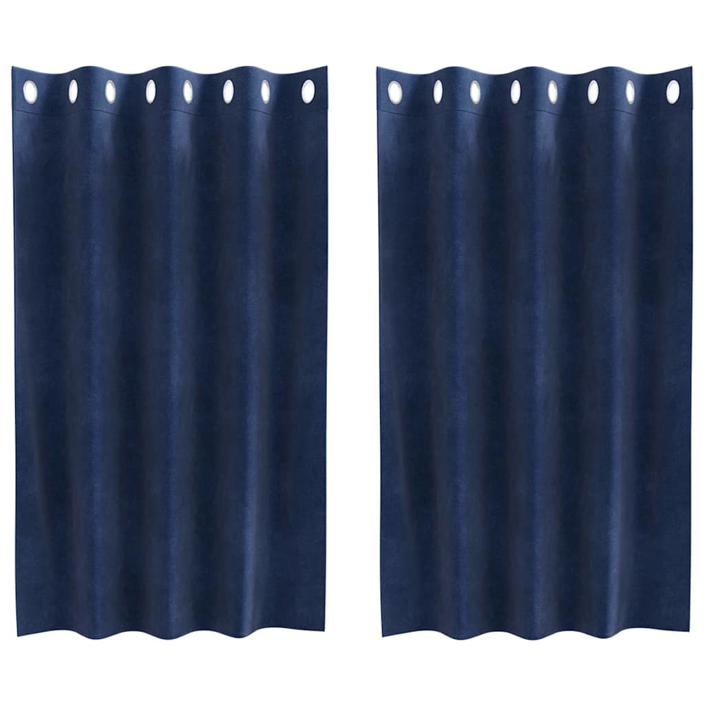 Tende oscuranti 2 pcs Blu Scuro 140 x 140 cm Velluto | homemem39