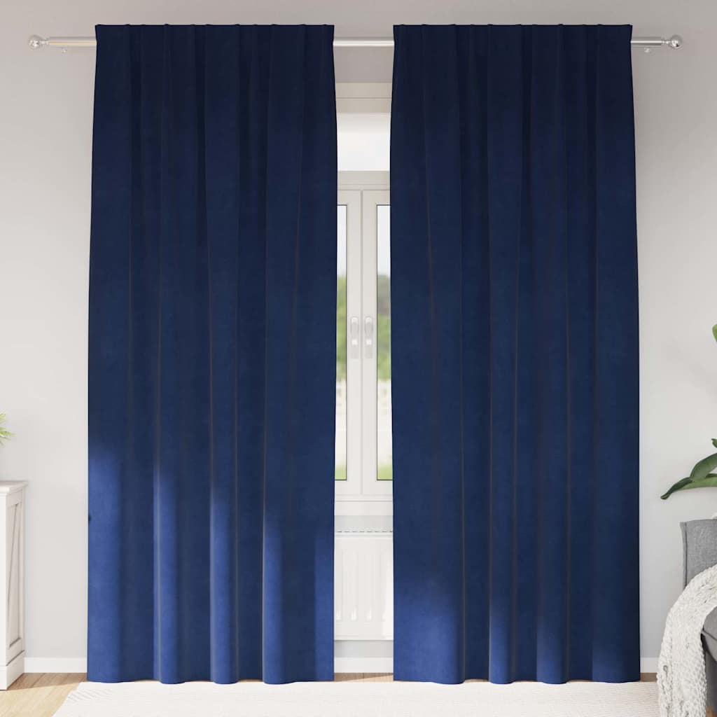 Tende oscuranti 2 pcs Blu Scuro 140 x 245 cm Velluto | homemem39