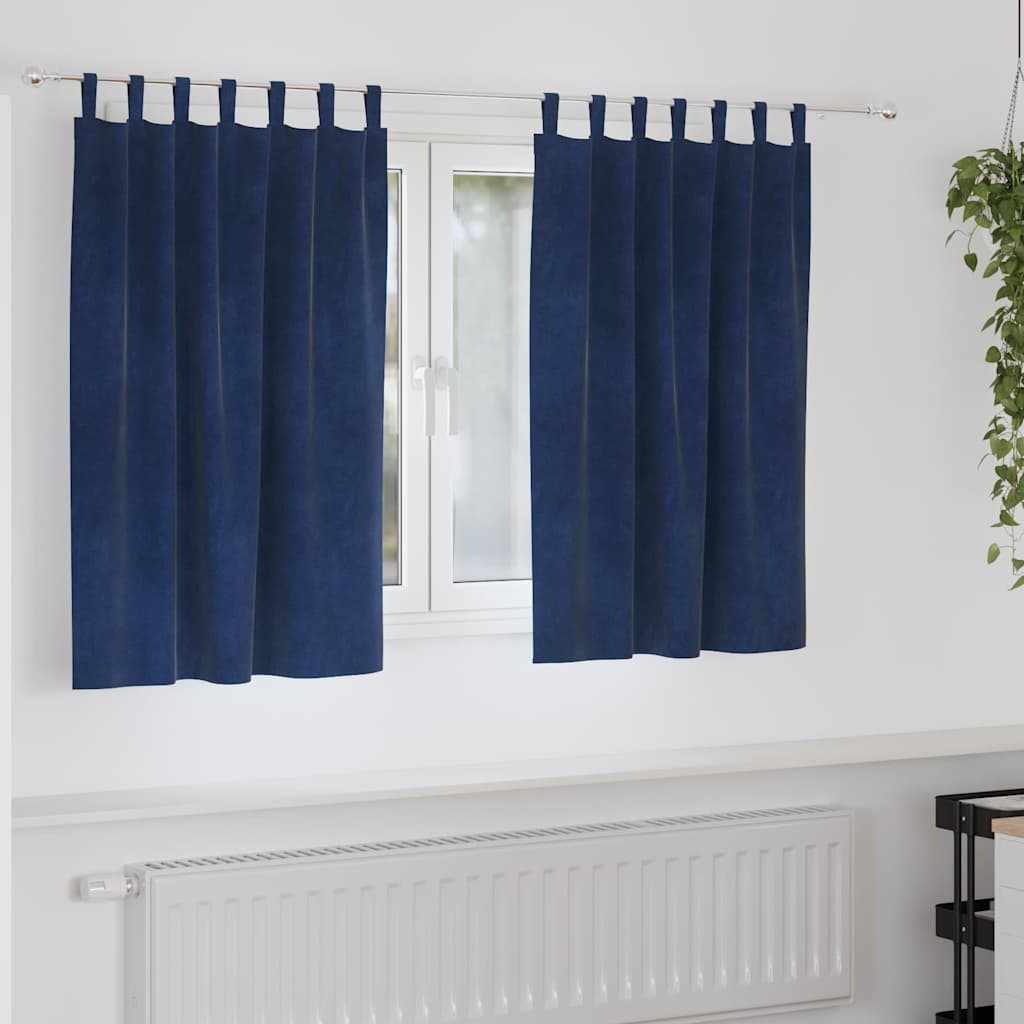 Tende oscuranti 2 pcs Blu Scuro 140 x 140 cm Velluto