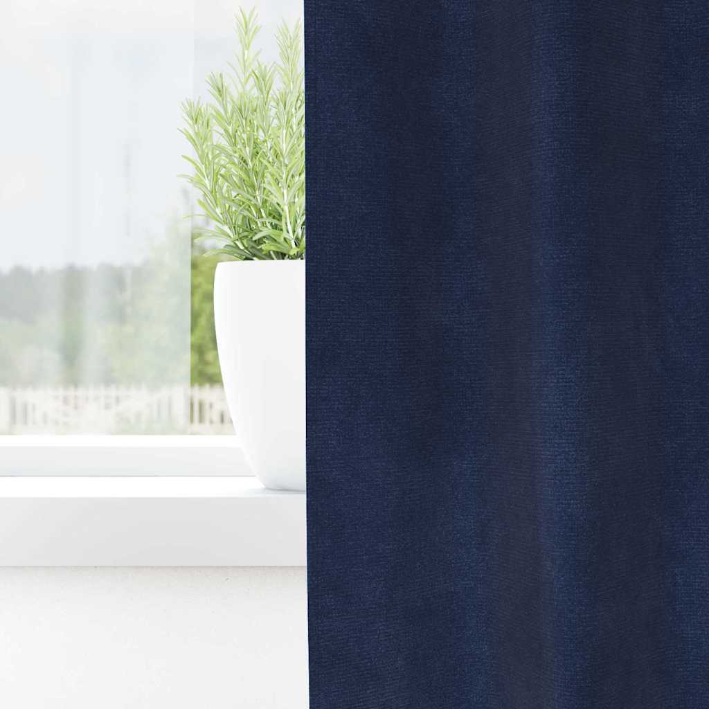Tende oscuranti 2 pcs Blu Scuro 140 x 245 cm Velluto | homemem39