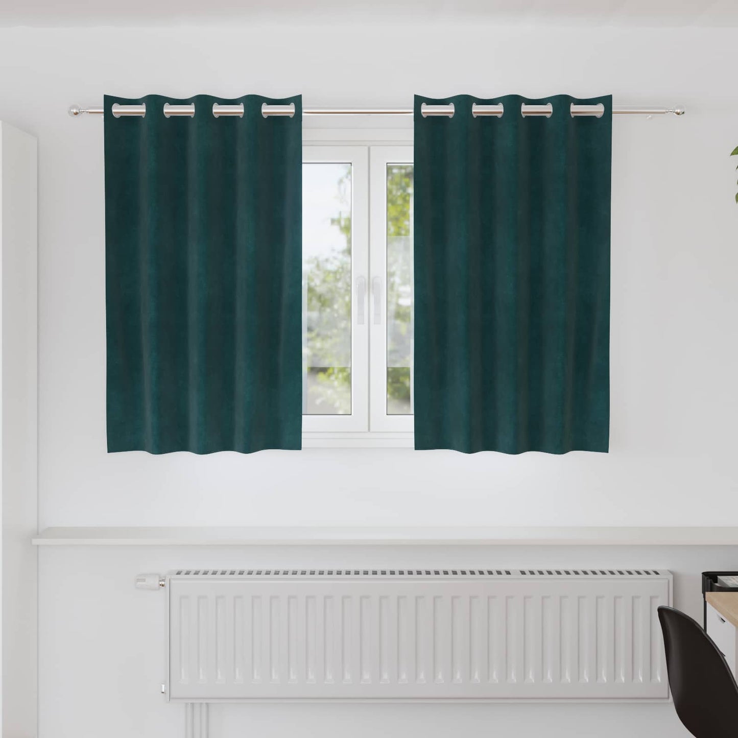 Tende oscuranti 2 pcs Verde Scuro 140 x 140 cm Velluto | homemem39