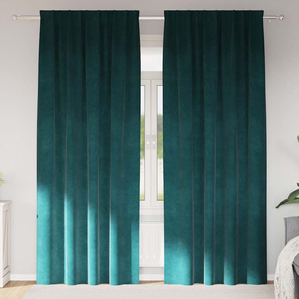 Tende oscuranti 2 pcs Verde Scuro 140 x 245 cm Velluto | homemem39