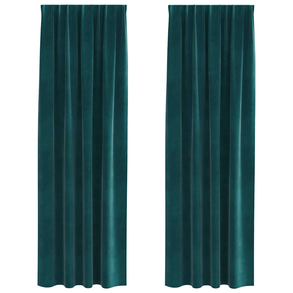 Tende oscuranti 2 pcs Verde Scuro 140 x 245 cm Velluto | homemem39