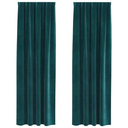 Tende oscuranti 2 pcs Verde Scuro 140 x 260 cm Velluto | homemem39
