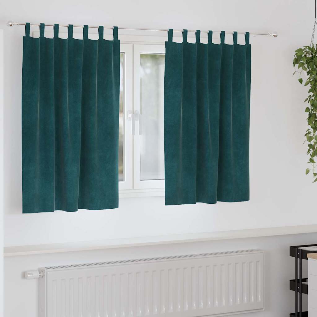 Tende oscuranti 2 pcs Verde Scuro 140 x 140 cm Velluto | homemem39
