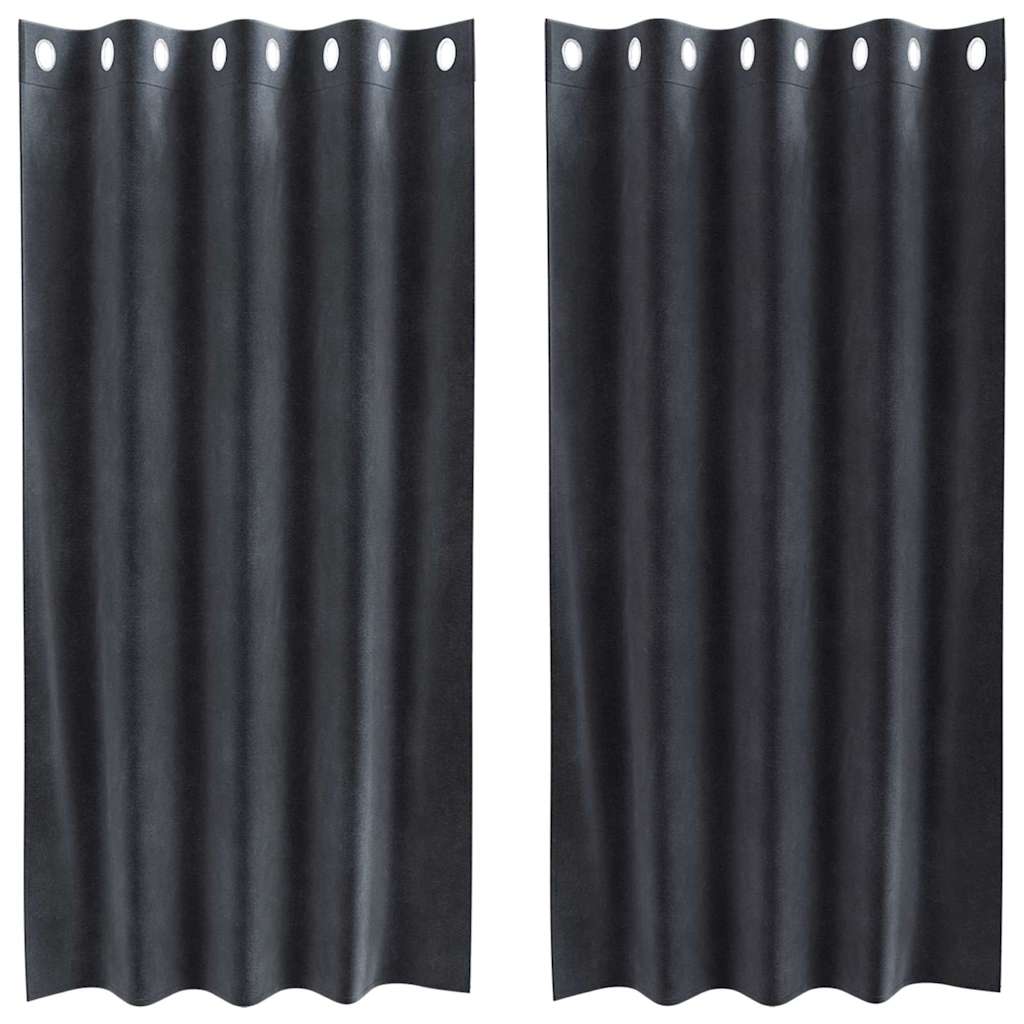 Tende oscuranti 2 pcs Grigio scuro 140 x 175 cm Velluto | homemem39