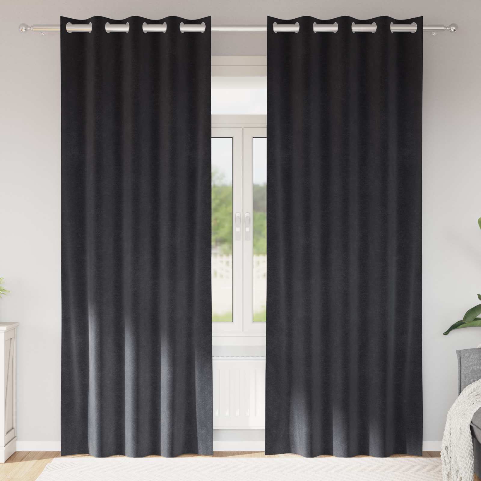 Tende oscuranti 2 pcs Grigio scuro 140 x 245 cm Velluto | homemem39