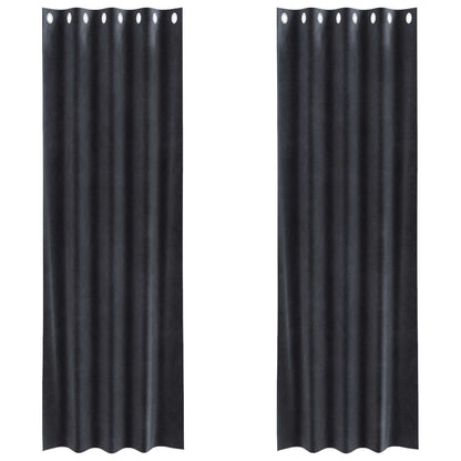 Tende oscuranti 2 pcs Grigio scuro 140 x 245 cm Velluto | homemem39