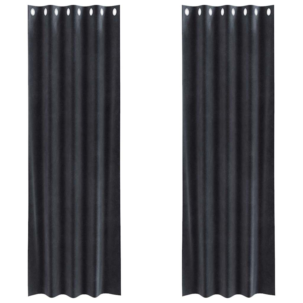 Tende oscuranti 2 pcs Grigio scuro 140 x 260 cm Velluto | homemem39