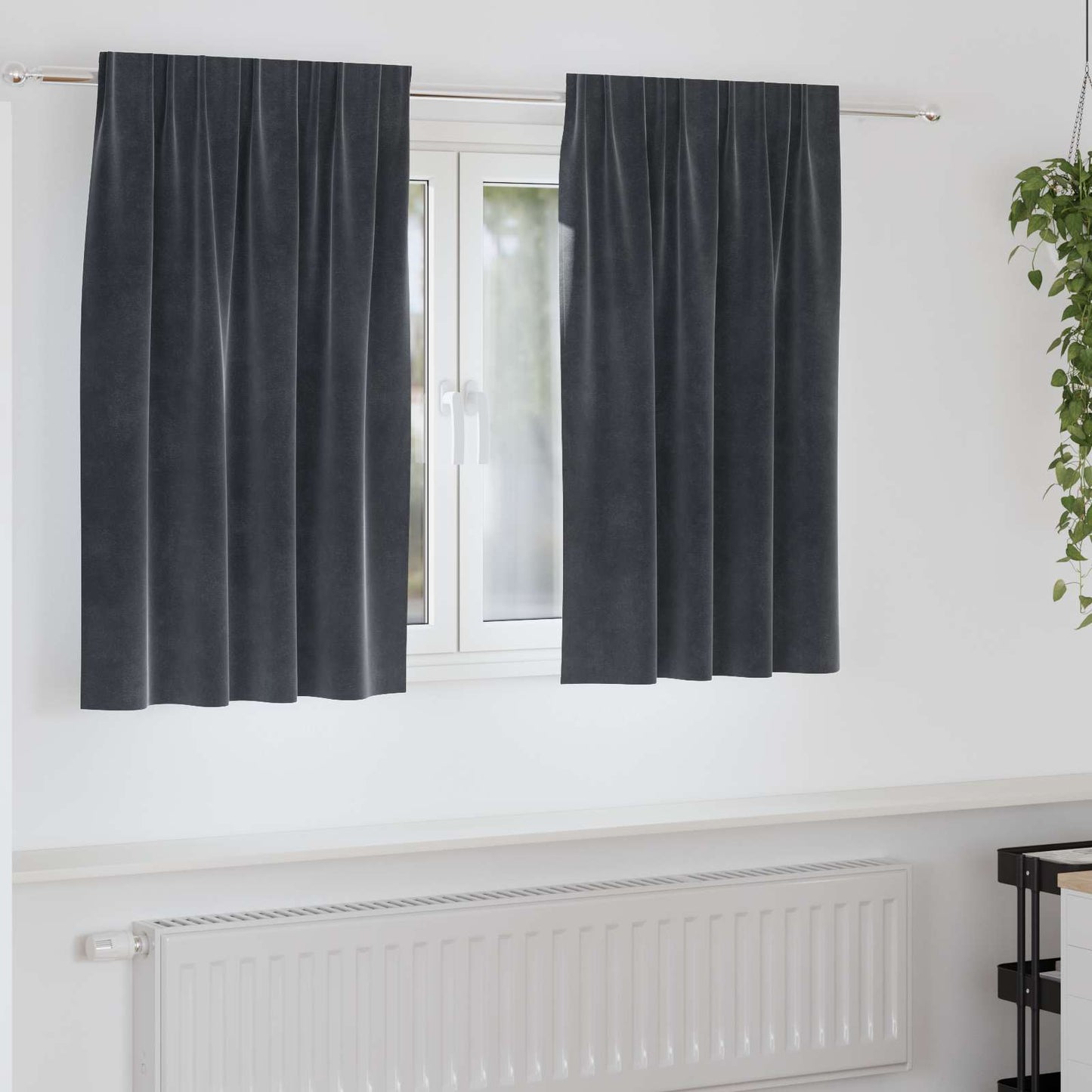 Tende oscuranti 2 pcs Grigio scuro 140 x 140 cm Velluto