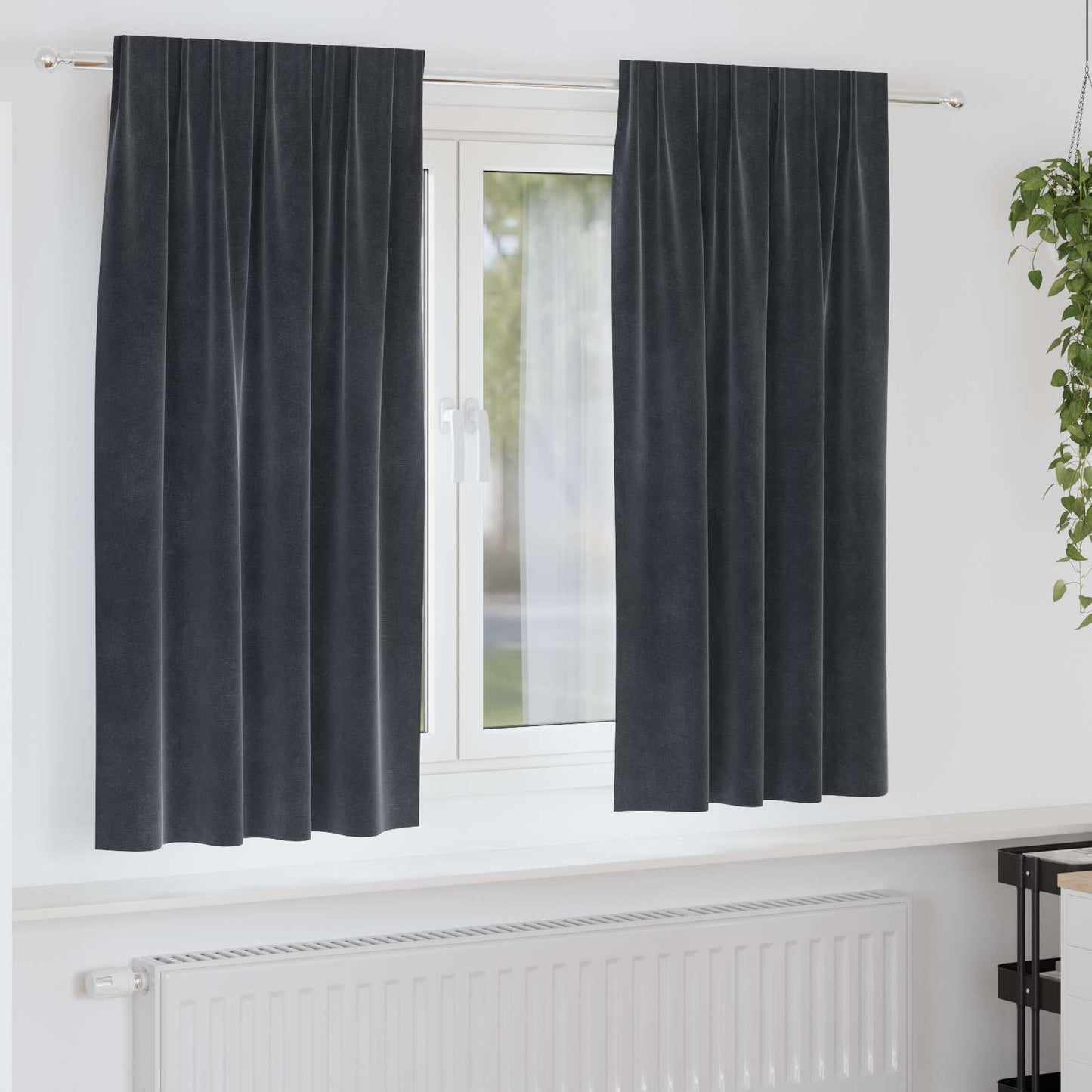 Tende oscuranti 2 pcs Grigio scuro 140 x 175 cm Velluto | homemem39
