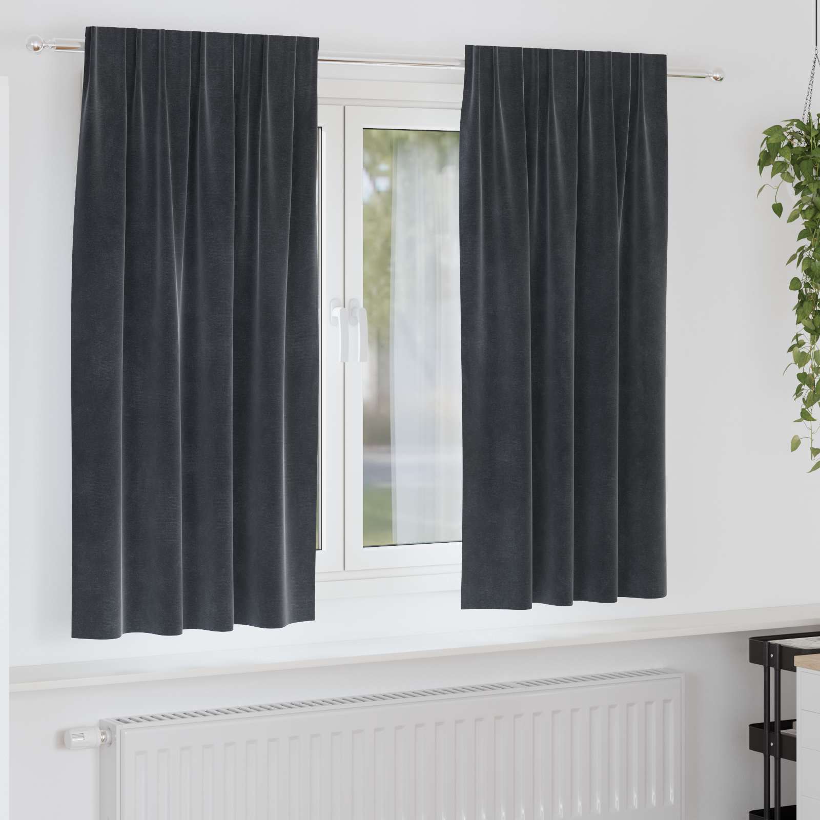 Tende oscuranti 2 pcs Grigio scuro 140 x 175 cm Velluto | homemem39