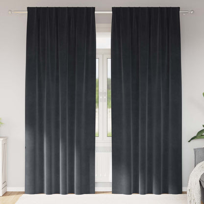 Tende oscuranti 2 pcs Grigio scuro 140 x 225 cm Velluto | homemem39