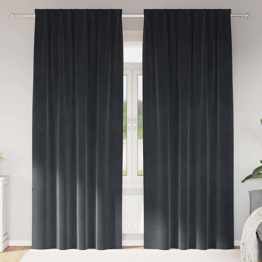 Tende oscuranti 2 pcs Grigio scuro 140 x 245 cm Velluto | homemem39
