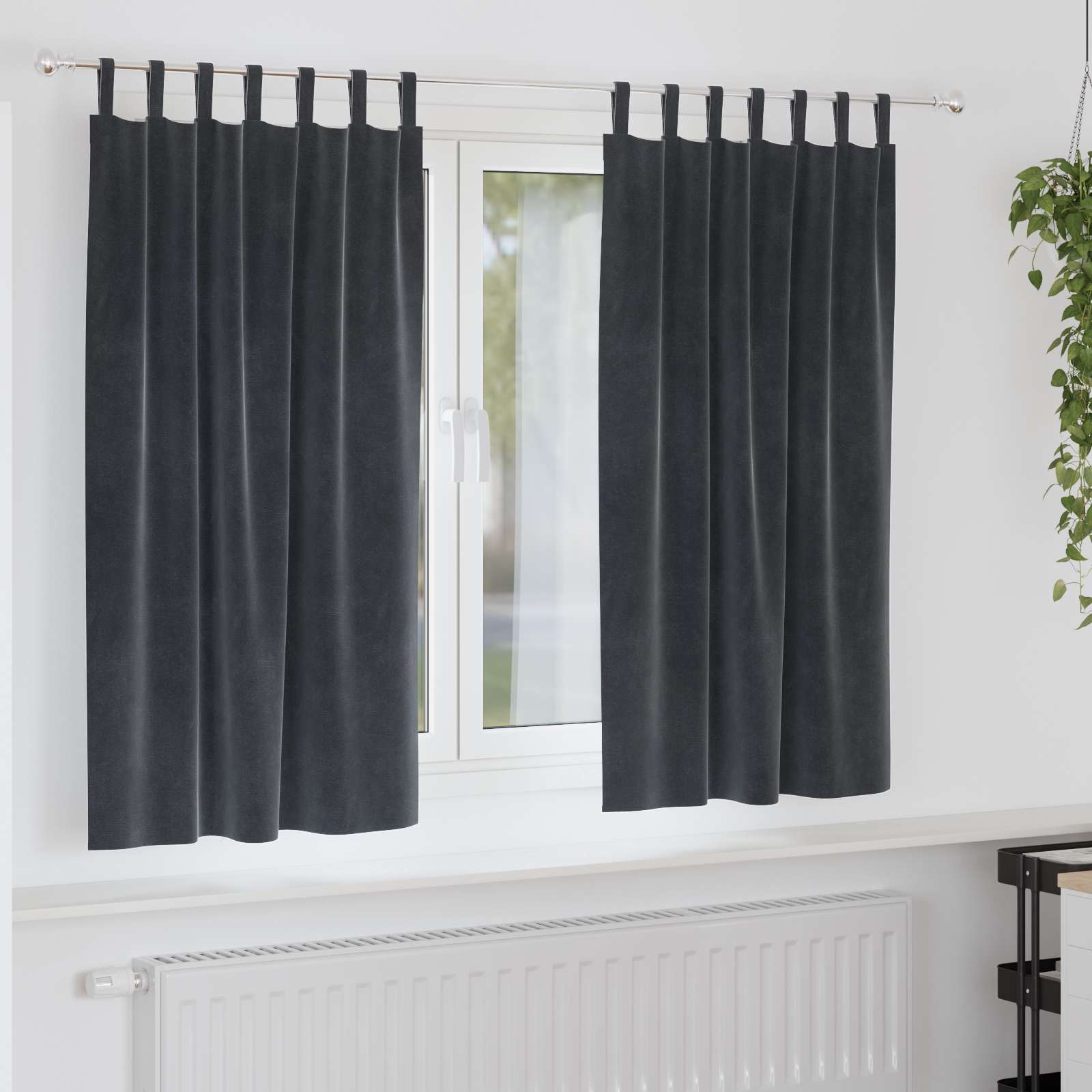 Tende oscuranti 2 pcs Grigio scuro 140 x 175 cm Velluto | homemem39
