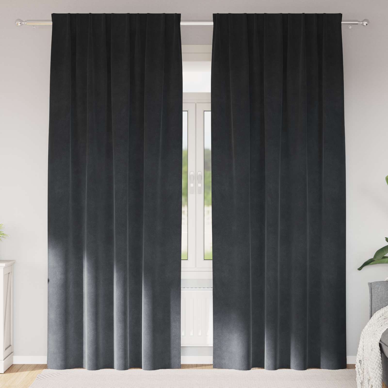 Tende oscuranti 2 pcs Grigio chiaro 140 x 225 cm Velluto | homemem39