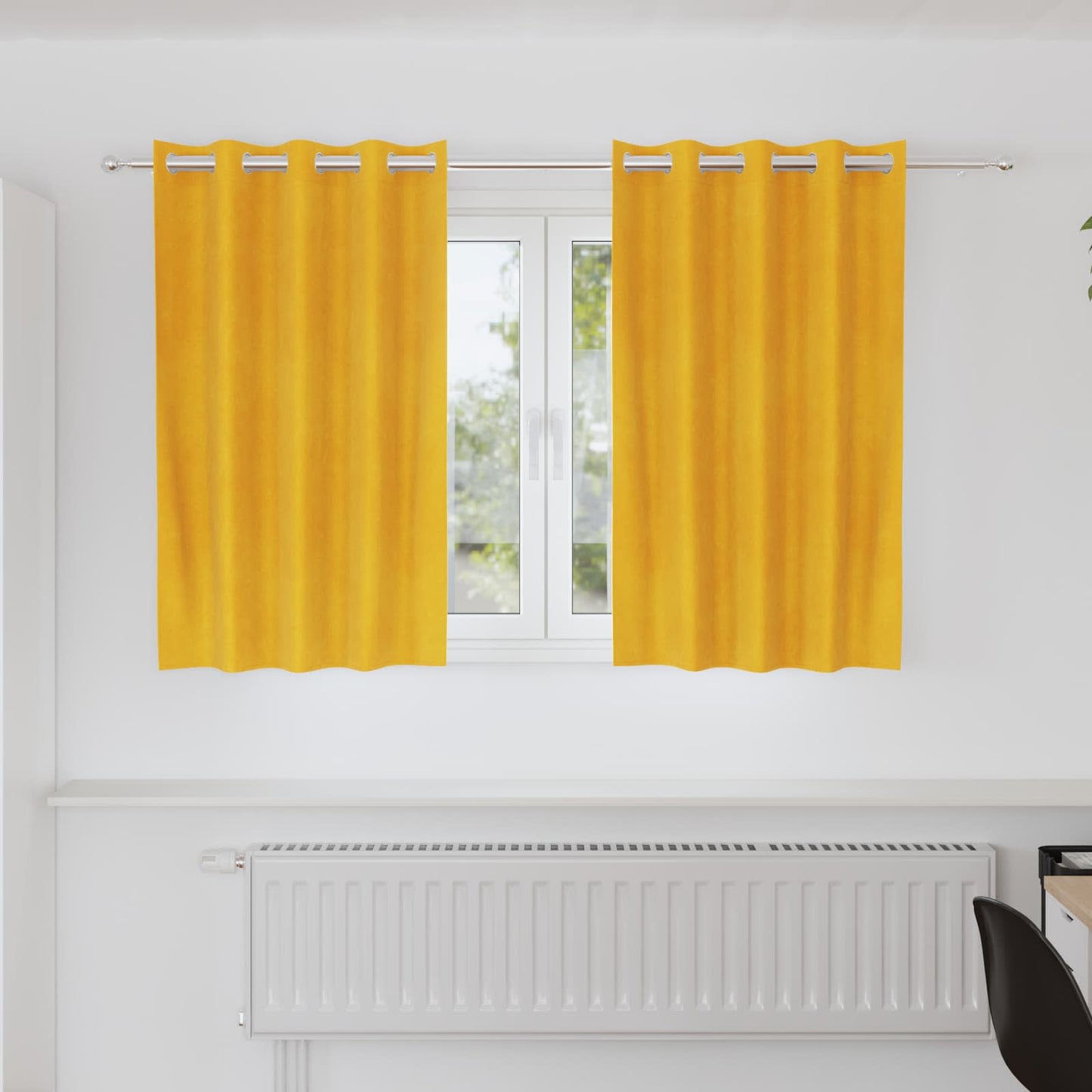 Tende oscuranti 2 pcs Giallo senape 140 x 140 cm Velluto | homemem39