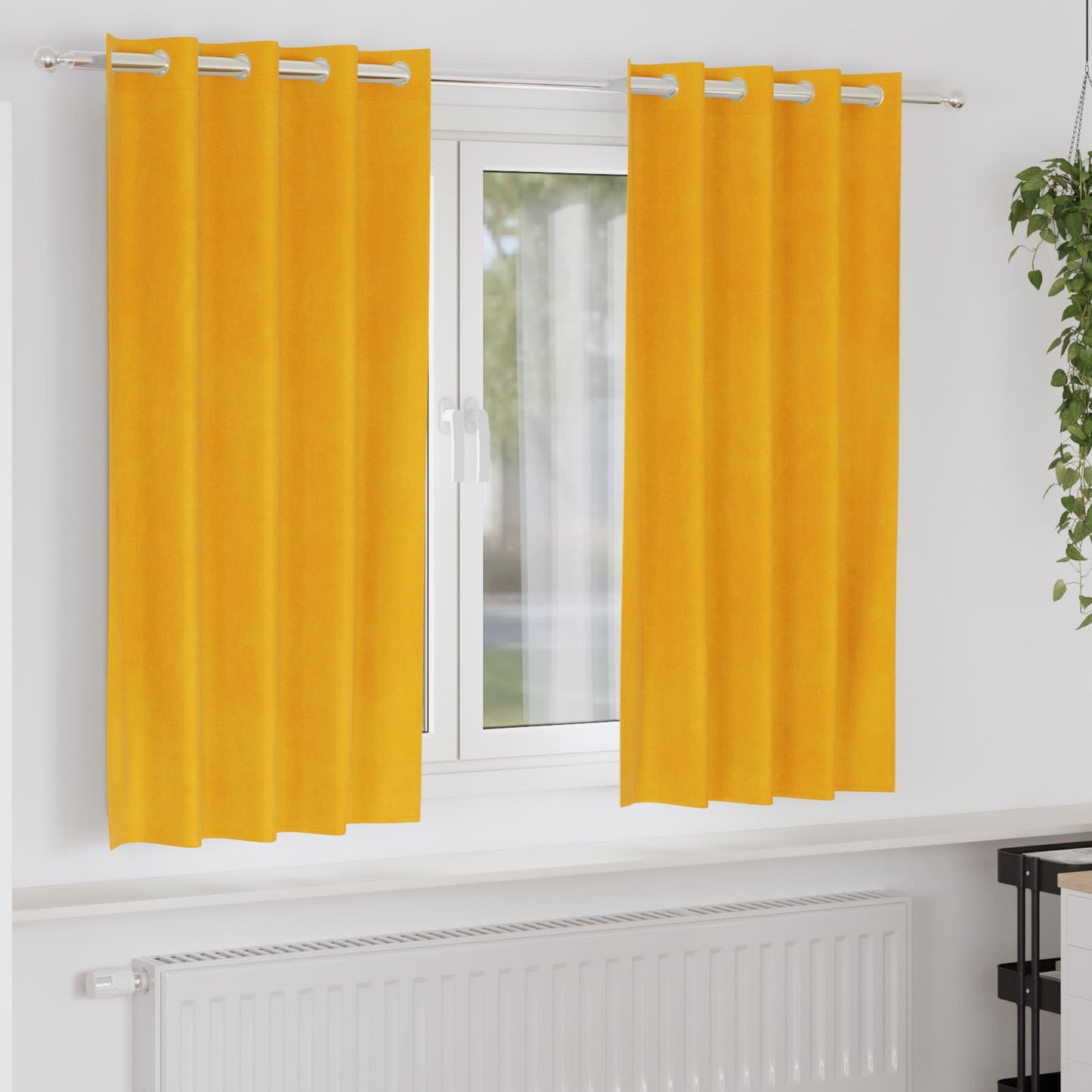 Tende oscuranti 2 pcs Giallo senape 140 x 175 cm Velluto