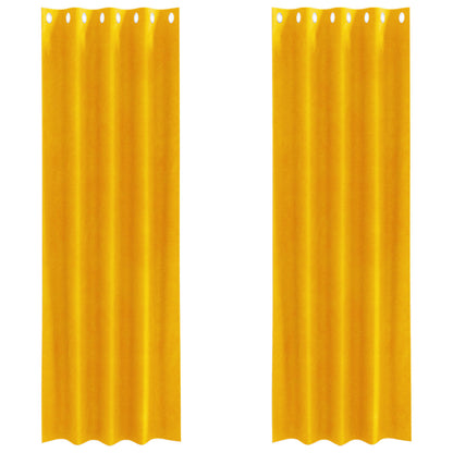 Tende oscuranti 2 pcs Giallo senape 140 x 260 cm Velluto | homemem39