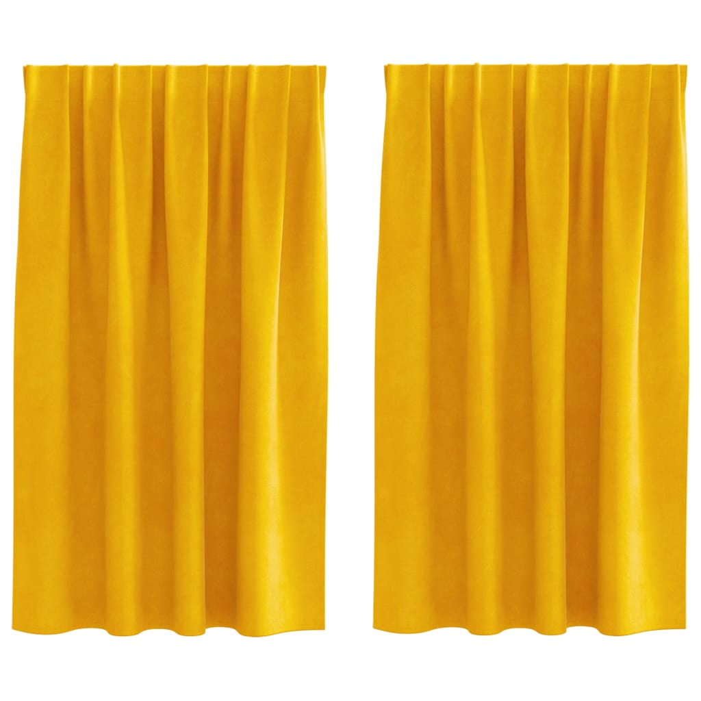 Tende oscuranti 2 pcs Giallo senape 140 x 140 cm Velluto