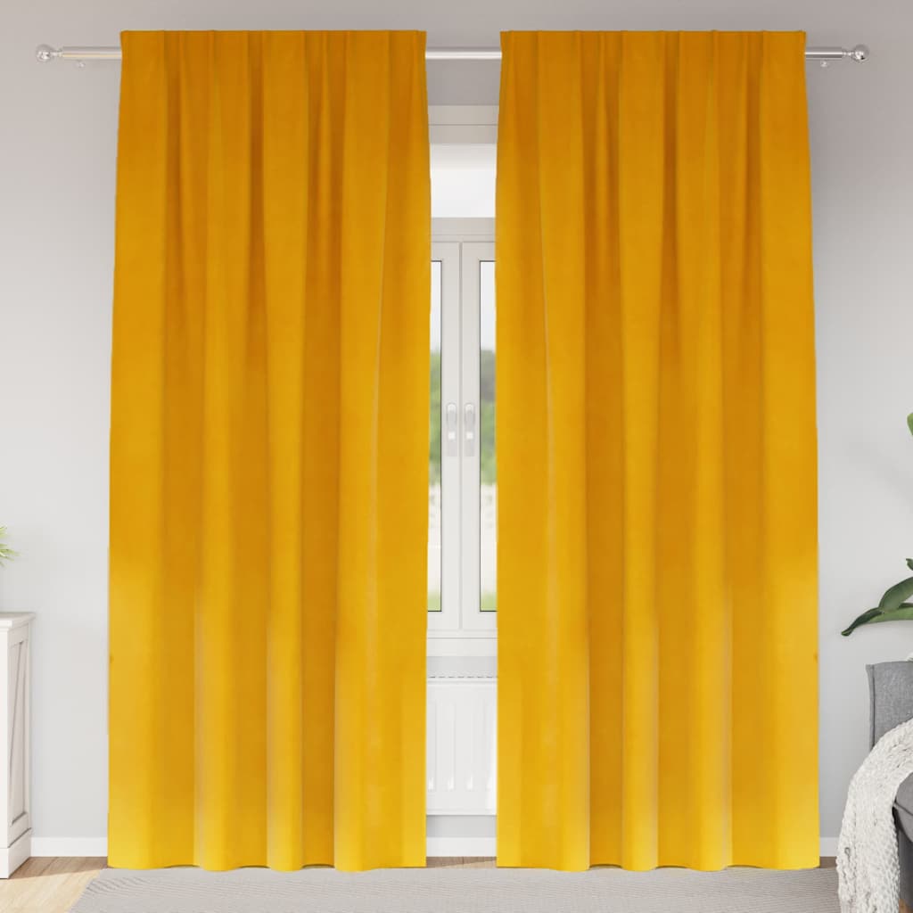 Tende oscuranti 2 pcs Giallo senape 140 x 225 cm Velluto