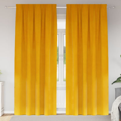 Tende oscuranti 2 pcs Giallo senape 140 x 260 cm Velluto | homemem39