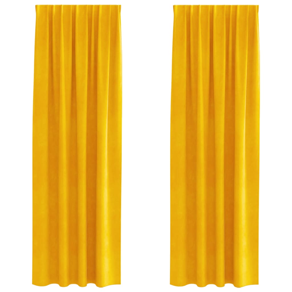 Tende oscuranti 2 pcs Giallo senape 140 x 260 cm Velluto | homemem39