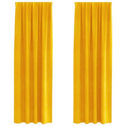 Tende oscuranti 2 pcs Giallo senape 140 x 260 cm Velluto | homemem39