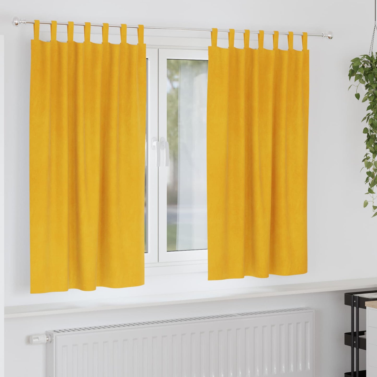 Tende oscuranti 2 pcs Giallo senape 140 x 175 cm Velluto | homemem39