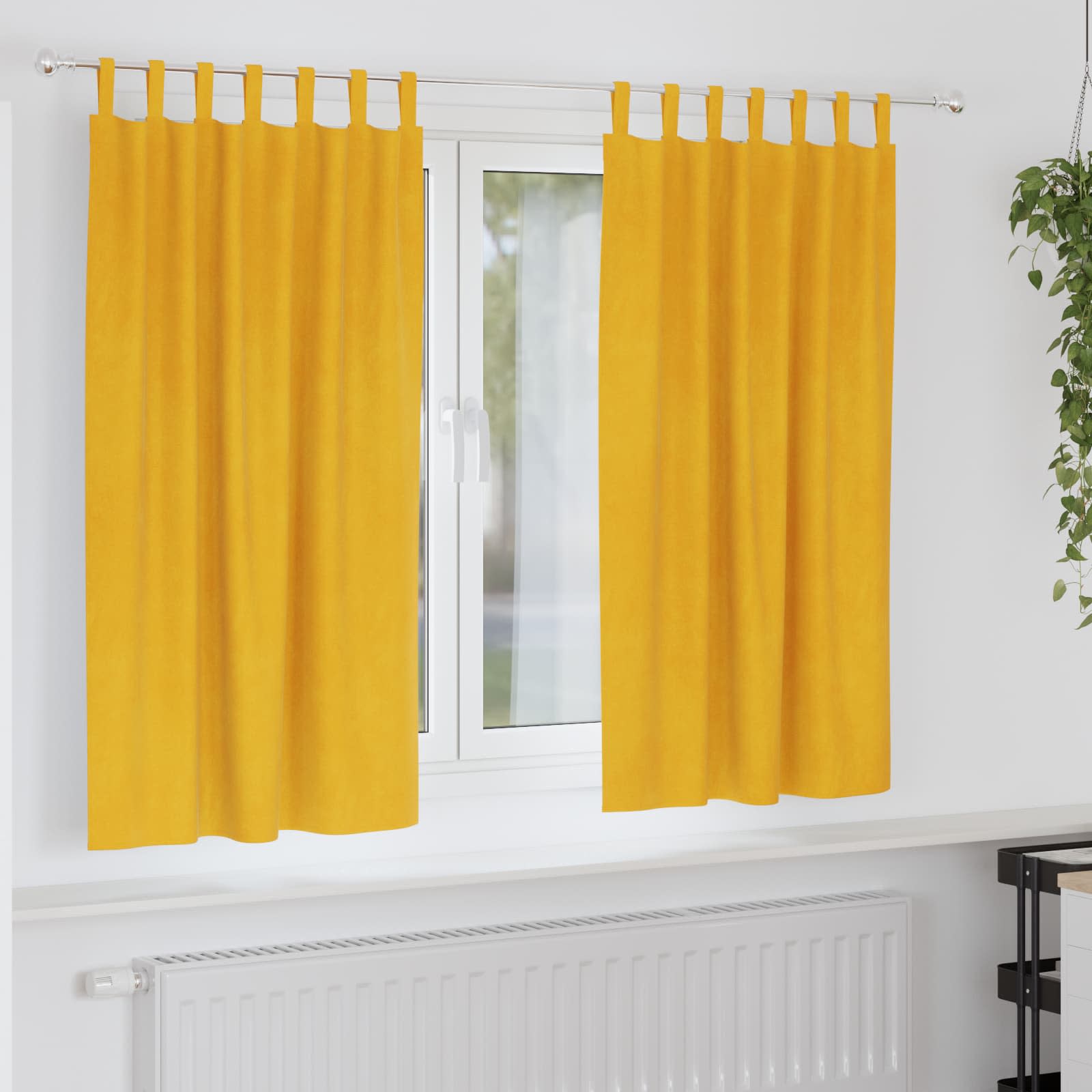 Tende oscuranti 2 pcs Giallo senape 140 x 175 cm Velluto | homemem39
