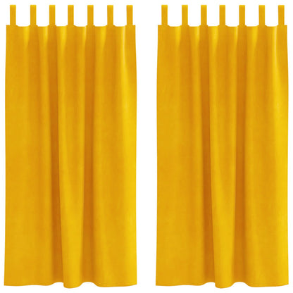 Tende oscuranti 2 pcs Giallo senape 140 x 175 cm Velluto | homemem39