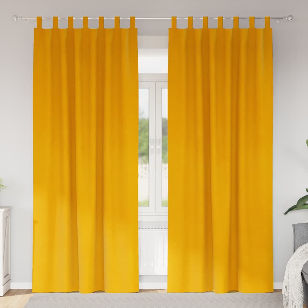 Tende oscuranti 2 pcs Giallo senape 140 x 260 cm Velluto | homemem39