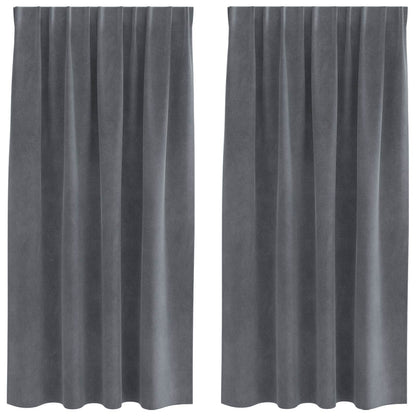 Tende oscuranti 2 pcs Grigio chiaro 140 x 175 cm Velluto | homemem39