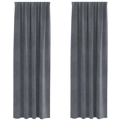Tende oscuranti 2 pcs Grigio chiaro 140 x 225 cm Velluto | homemem39