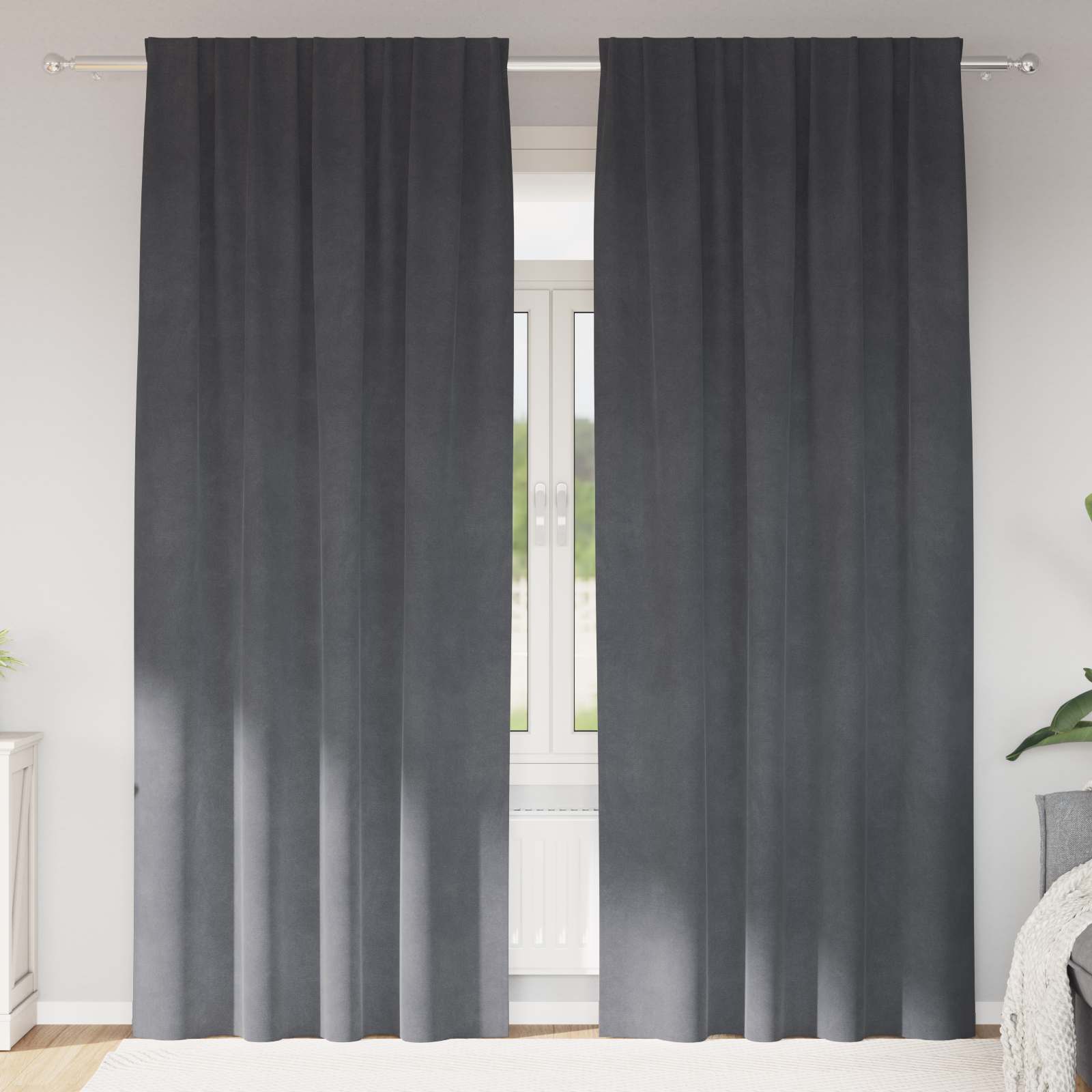 Tende oscuranti 2 pcs Grigio chiaro 140 x 245 cm Velluto | homemem39