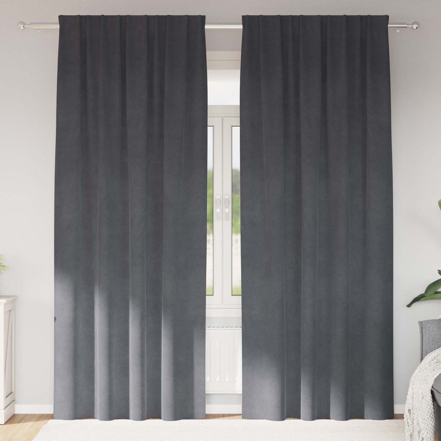 Tende oscuranti 2 pcs Grigio chiaro 140 x 260 cm Velluto | homemem39