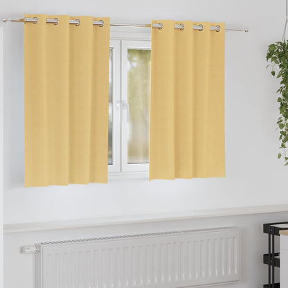 Tende Blackout con Anelli 2 pcs Beige 140 x 140 cm Poliestere | homemem39