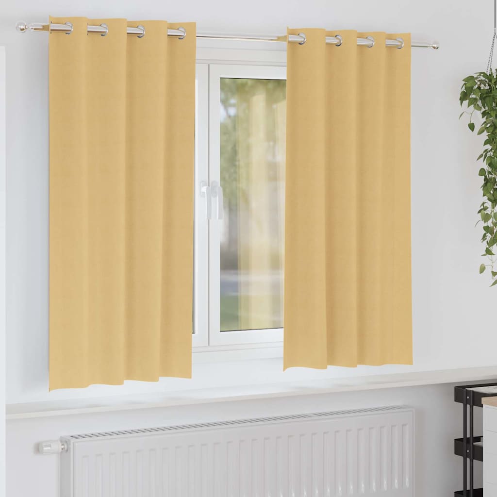 Tende Blackout con Anelli 2 pcs Beige 175 x 140 cm Poliestere | homemem39