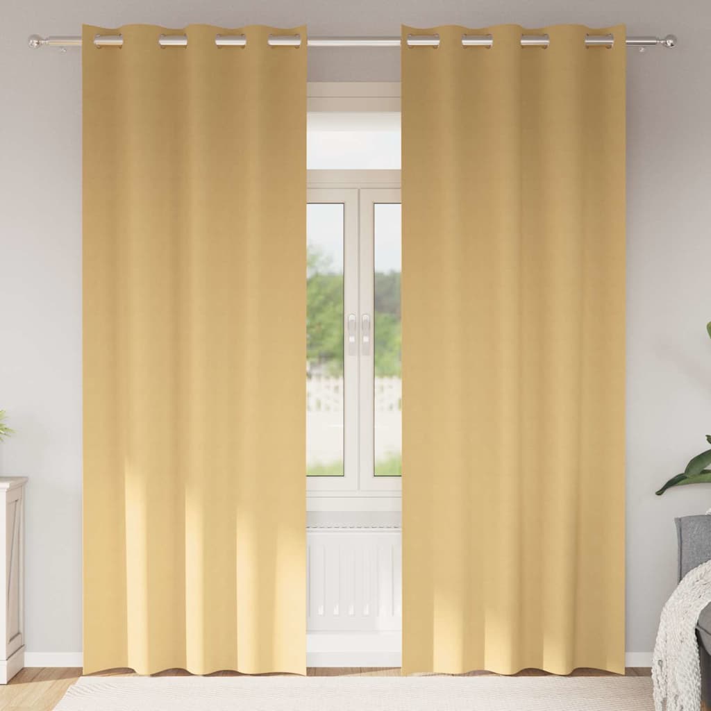 Tende Blackout con Anelli 2 pcs Beige 245 x 140 cm Poliestere | homemem39