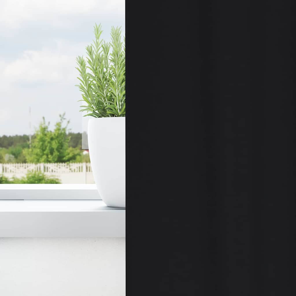 Tende Blackout con Anelli 2 pcs Nero 140 x 140 cm Poliestere | homemem39
