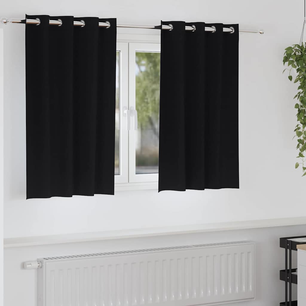 Tende Blackout con Anelli 2 pcs Nero 140 x 140 cm Poliestere | homemem39