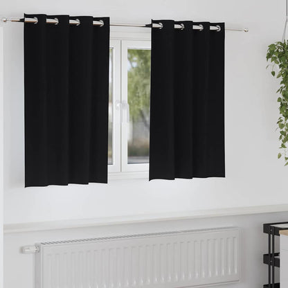 Tende Blackout con Anelli 2 pcs Nero 140 x 140 cm Poliestere | homemem39